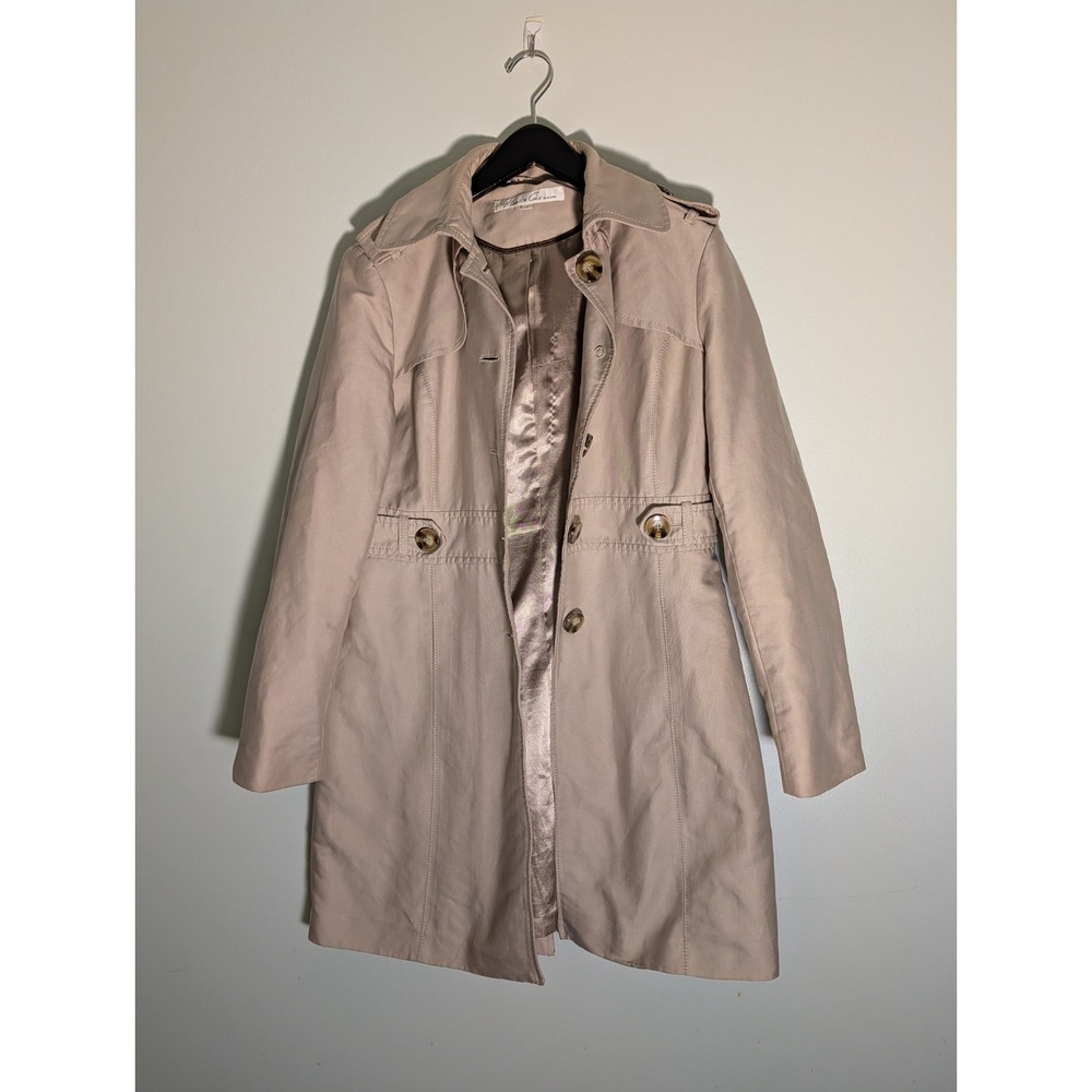 Kenneth‎ Cole New York Trench Coat Size M Beige VTG Y2K Office Siren Corpcore